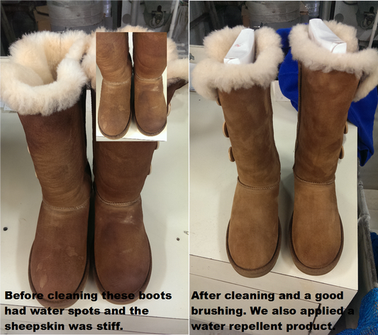 Ugg boot cleaning before and after picture LeathercareUSA.com