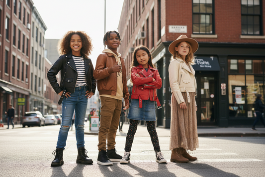 kids wearing leather jackets