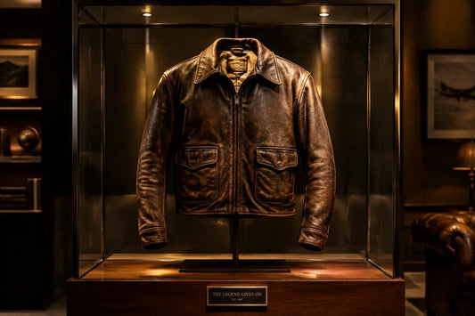 Leathercareusa.com picture of a leather jacket in a transparent box.
