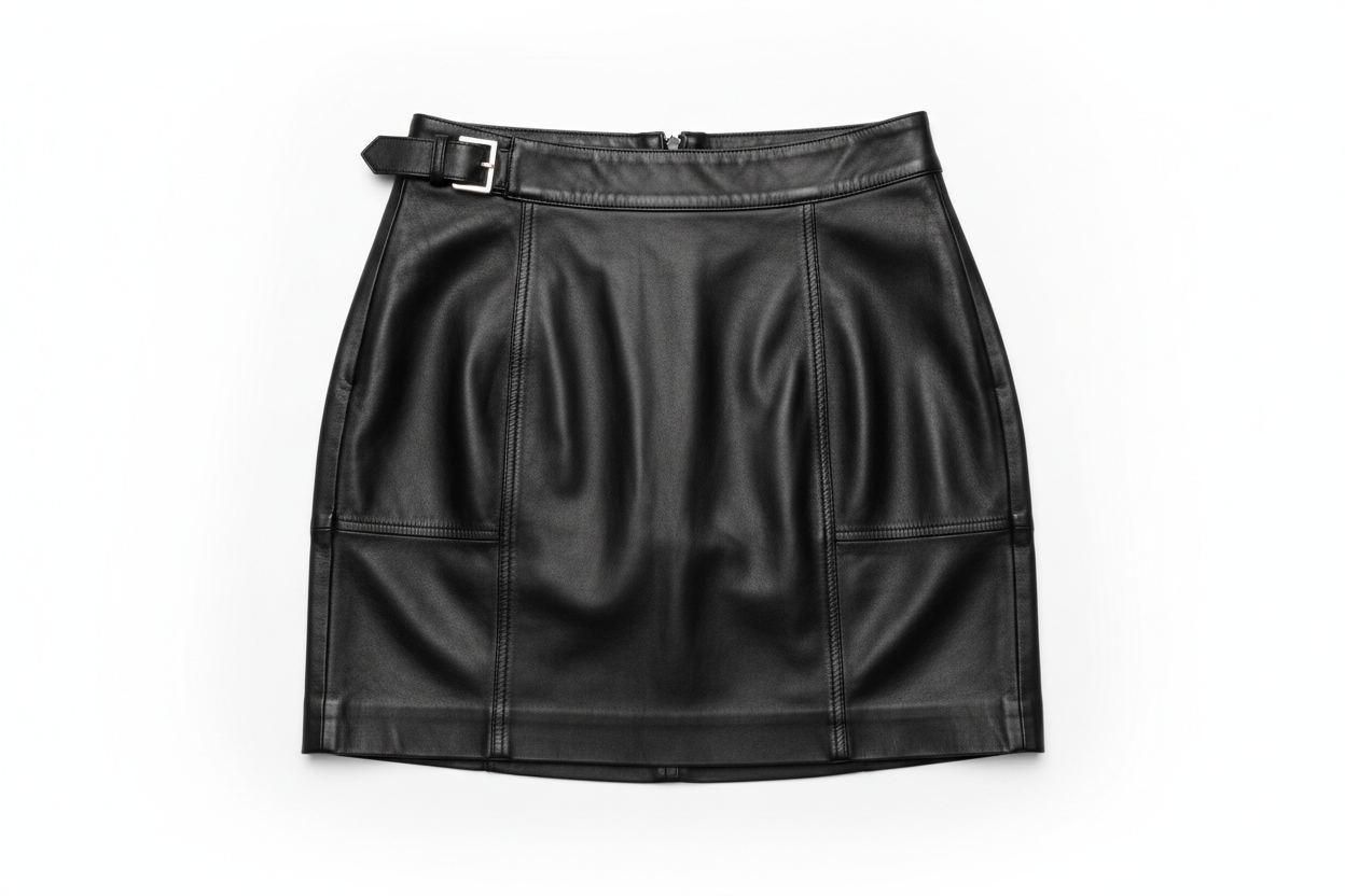 black leather mini skirt