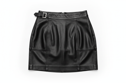 black leather mini skirt