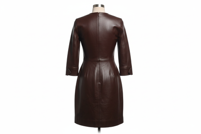 chocolate brown leather dress
