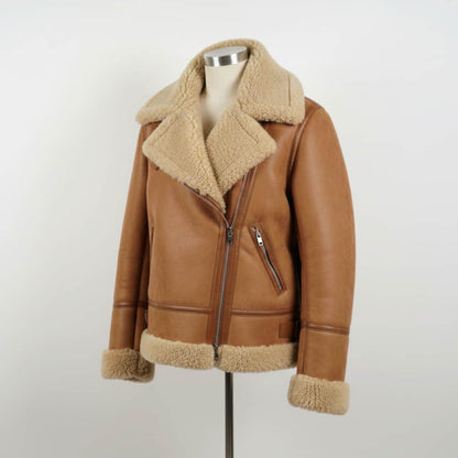 Light brown colored shearling jacket cleaned by leathercareusa.com