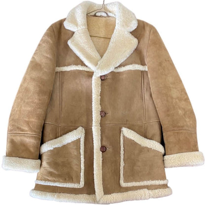 Sand color ranch style shearling coat cleaned at leathercareusa.com