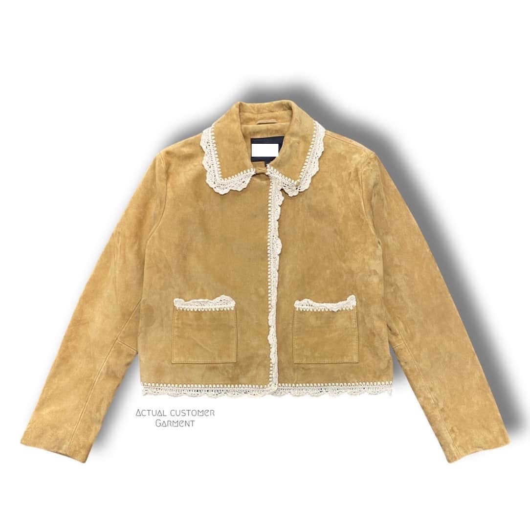 Sand colored suede jacket that was cleaned at leathercareusa.com