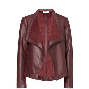 faux leather oxblood colored jacket